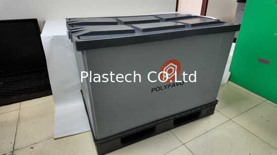 500 كجم صناديق الشحن صندوق التعبئة 1200 * 800 * 900 مم مع غطاء حاوية قابلة للطي PolyBox