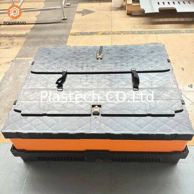 Returnable Collapsible Bulk Box, Pallet Container with Lid and Base, Custom Windows Cutouts 10mm 12mm Wall Thickness
